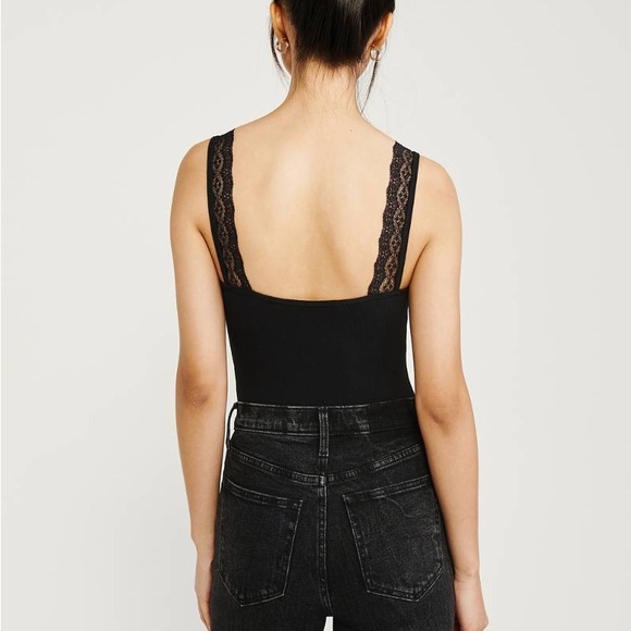 | abercrombie & fitch • lace cami v-neck ribbed bodysuit • size small | - Picture 11 of 12